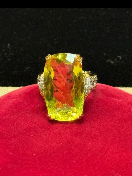 Gems En Vogue Jewelry - Gems En Vogue Sterling Silver Ouro Verde Large Cocktail Ring Size 9